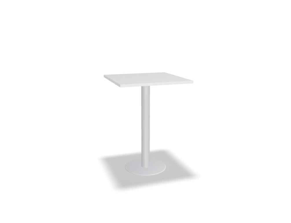 Hochtisch Tack PS80K aus der MDD-Serie, robuster Edelstahlsockel, runde Platte, zeitloses Design, ideal für Bar- oder Empfangsbereich.