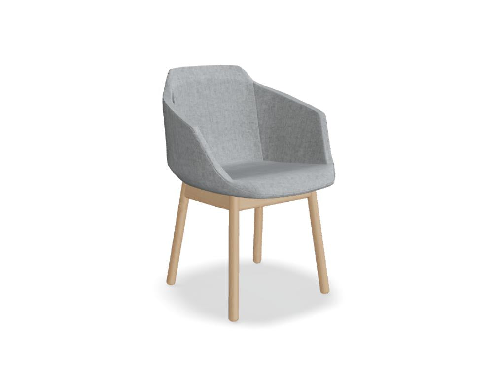 Stuhl mit Holzgestell, Ultra UFBP15, moderner Lehnstuhl mit komfortabler Polsterung, elegante Armlehnen, hochwertiger Mix aus Holz und Stoff, ideal für reduzierten Einrichtungsstil