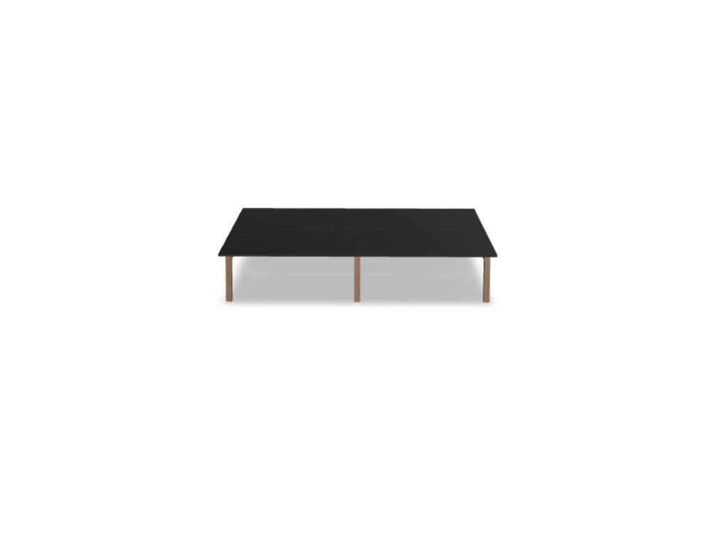 Doppelschreibtisch Viga von Mdd in Dunkle Walnuss mit Aluminiumgestell und Füssen aus Naturholz Eiche, für zwei Arbeitsplätze im Büro
