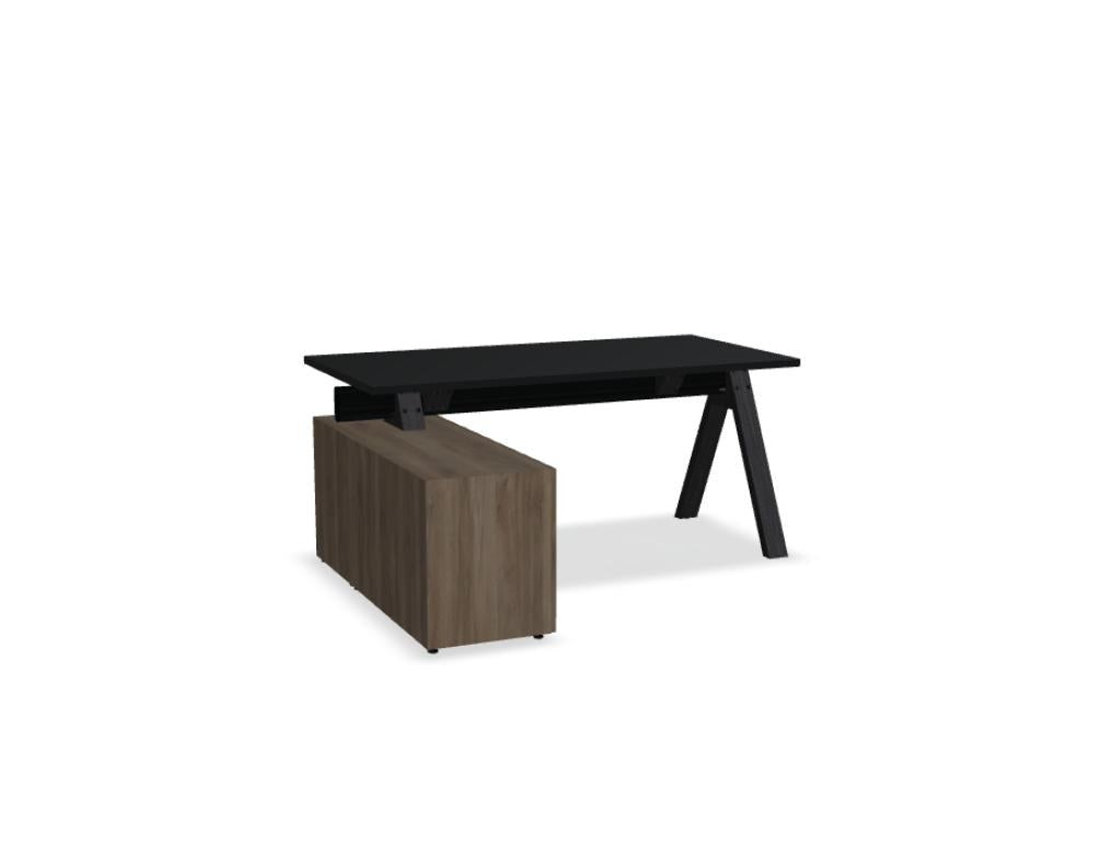 Viga V163LM - Schreibtisch mit Managerschrank in Dunkle Walnuss präsentiert im Onlineshop von KAQTU Design AG. Schreibtisch ist von Mdd