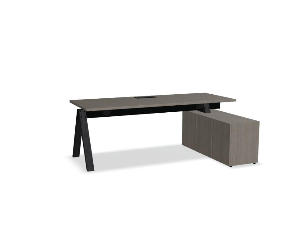 Viga V203PM - Schreibtisch mit Managerschrank in Dunkle Walnuss präsentiert im Onlineshop von KAQTU Design AG. Schreibtisch ist von Mdd