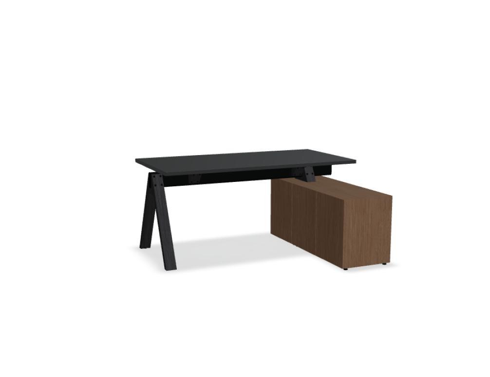 Viga V163P - Schreibtisch mit Managerschrank in FENIX Schwarz Matt präsentiert im Onlineshop von KAQTU Design AG. Schreibtisch ist von Mdd