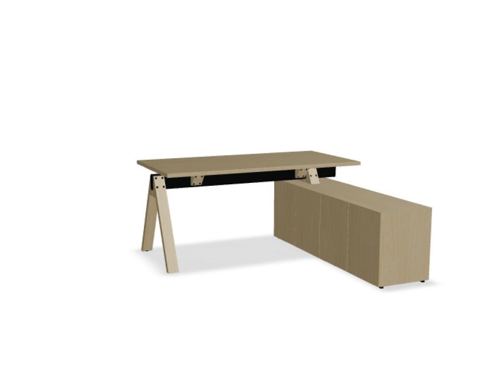 Viga V164P - Schreibtisch mit Managerschrank in FENIX Schwarz Matt präsentiert im Onlineshop von KAQTU Design AG. Schreibtisch ist von Mdd