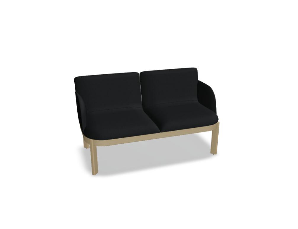 Hellgraues Sofa Ramp von Mdd mit Holzgestell aus Eiche, gepolsterter Sitzfläche und geschwungener Rückenlehne, Frontalansicht.