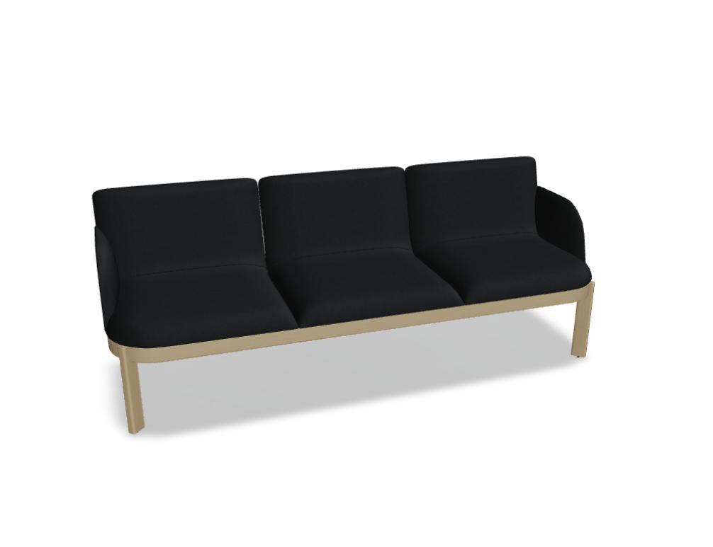 Hellgraues Sofa Ramp von Mdd mit Holzgestell aus Eiche, gepolsterter Sitzfläche und geschwungener Rückenlehne, Frontalansicht.