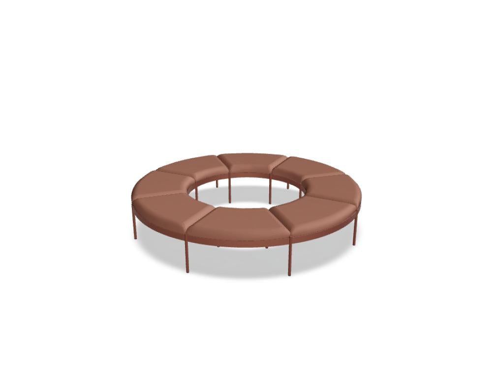 Bild eines modularen Sofas Nora NOR505 von MDD in einem modernen Wohnraum, bestehend aus vielen einzelnen Sitzmodulen in neutralen Tönen, mit weichen Sitzflächen, gepolsterter Rückenlehne und minimalistischen Beinen.