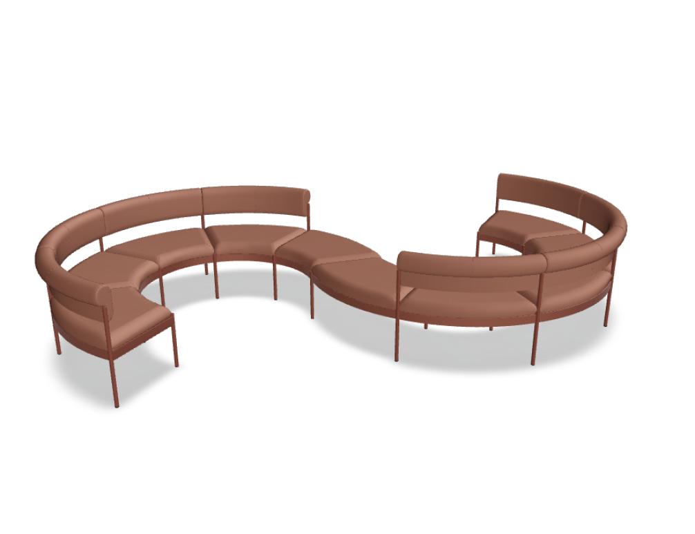 Bild des Nora NOR507 modularen Sitzsystems von Mdd: modernes, helles Sofa-Modul mit abgesteppten Ziernähten und flexibel arrangierbaren Sitzpolstern in einer skizzenhaften Raumabbildung.