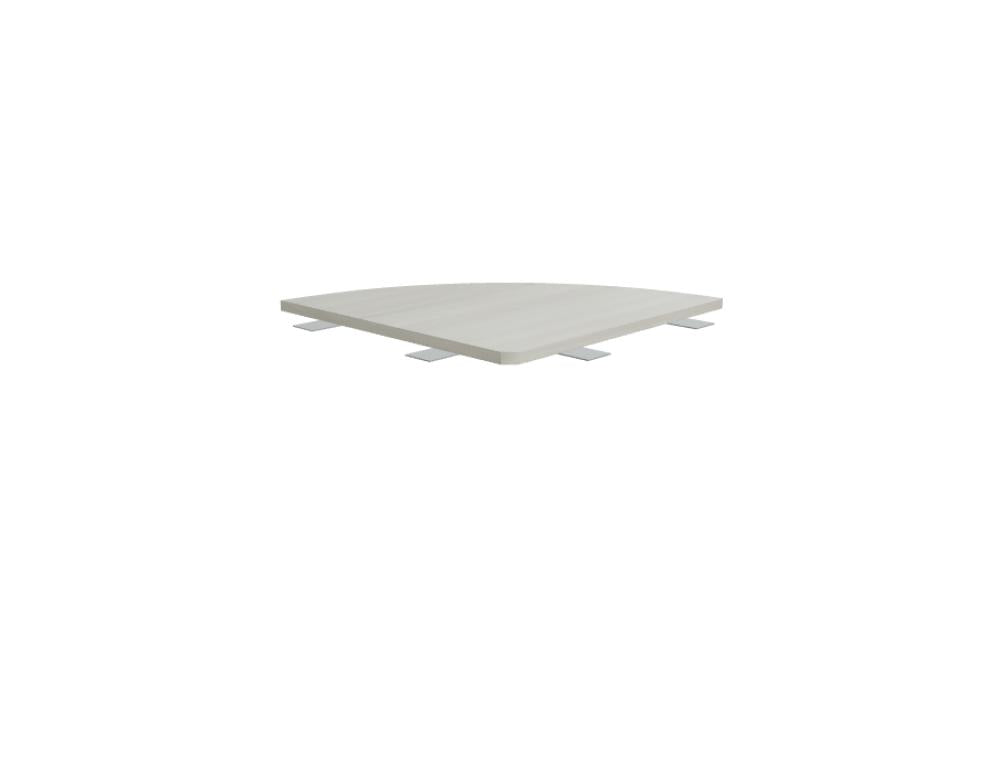Ansatztisch für Schreibtische von Mdd mit Melamin-Tischplatte in Akazie und pulverbeschichtetem Metallgestell in Aluminium Halbmatt.