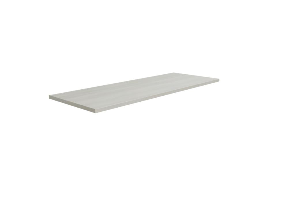 Ansatztisch für Schreibtische von Mdd mit Melamin-Tischplatte in Akazie und pulverbeschichtetem Metallgestell in Aluminium Halbmatt.