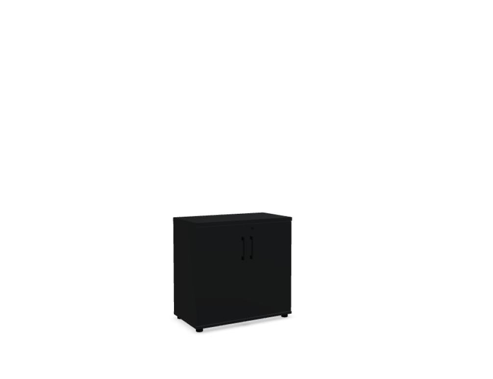 Büroschrank Standard von Mdd in Weiss Pastell mit Front in Eiche Natur, Melaminplatte mit ABS-Umleimer, Aluminium-Griff und Patentschloss.