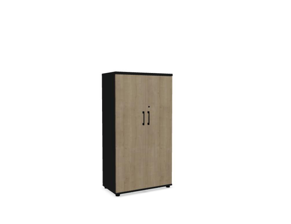 Büroschrank Standard von Mdd in Weiss Pastell mit Front in Eiche Natur, Melaminplatte mit ABS-Umleimer, Aluminium-Griff und Patentschloss.