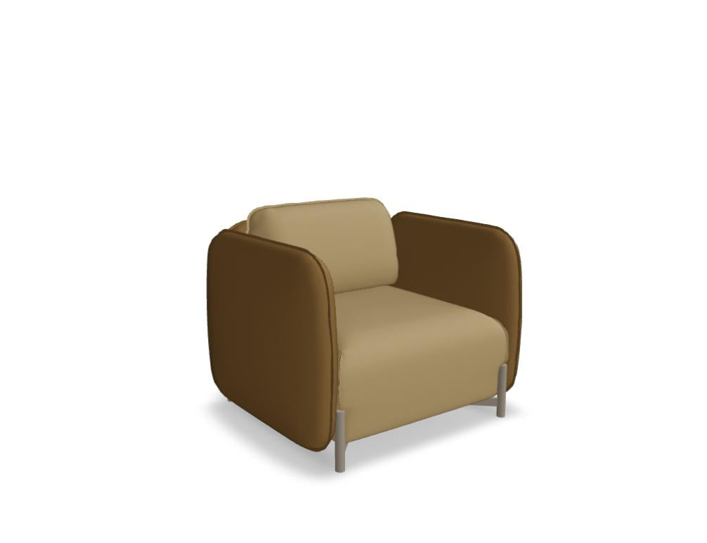 Bildbeschreibung: Linka LKS03 Sessel in ruhigem, eleganten Design mit hellen Bezügen, Holzfußgestell und komfortabler Polsterung – ideale lounge- bzw. Wohnzimmerszene.