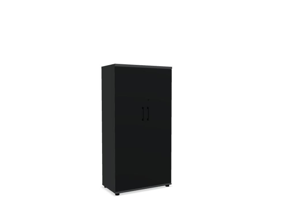Schicker Büroschrank Standard MEA4104 in warmer Holzoptik, mit klaren Linien, grauen Fronten und praktischen Schüben – ideal für Büroorganisation und Lagerung.