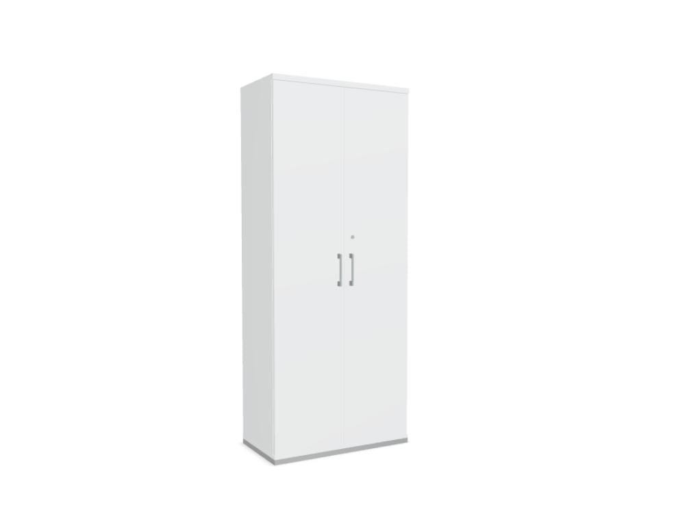 Büroschrank Standard von Mdd in Weiss Pastell mit Front in Eiche Natur, Melaminplatte mit ABS-Umleimer, Aluminium-Griff und Patentschloss.