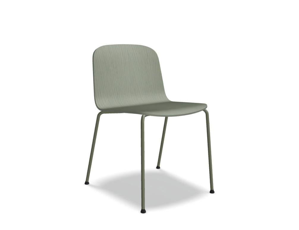 Nud ND1P1: Stuhl aus Sperrholz mit leichtem, skulpturalem Sitz und Metallgestell; zeitloses Design in ruhigen Naturtönen, ideal für Ess- oder Arbeitsbereiche