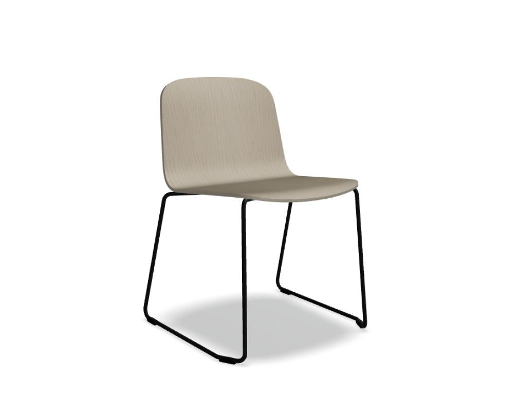 Nud ND1P28 Stuhl aus Sperrholz mit modernen Kufenfuß-Design, eleganter Lounge-Stuhl aus maschinell gefertigt Sperrholz, filigrane Geometrie, zeitloser Möbelklassiker