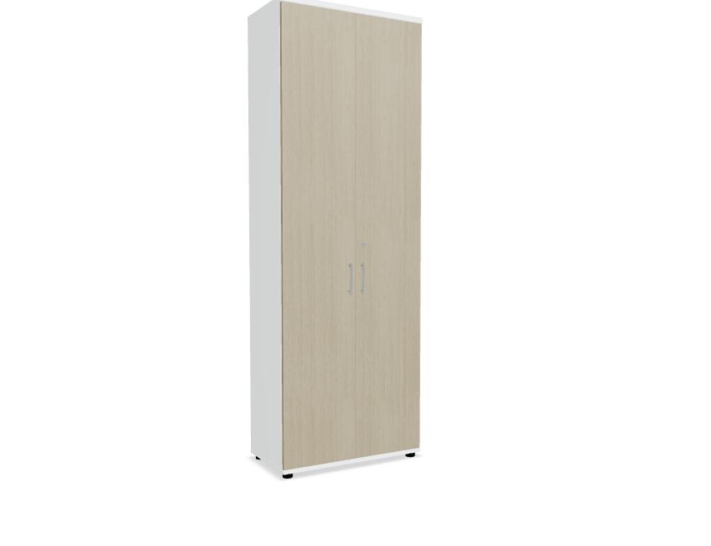 Büroschrank Standard von Mdd in Weiss Pastell mit Front in Eiche Natur, Melaminplatte mit ABS-Umleimer, Aluminium-Griff und Patentschloss.