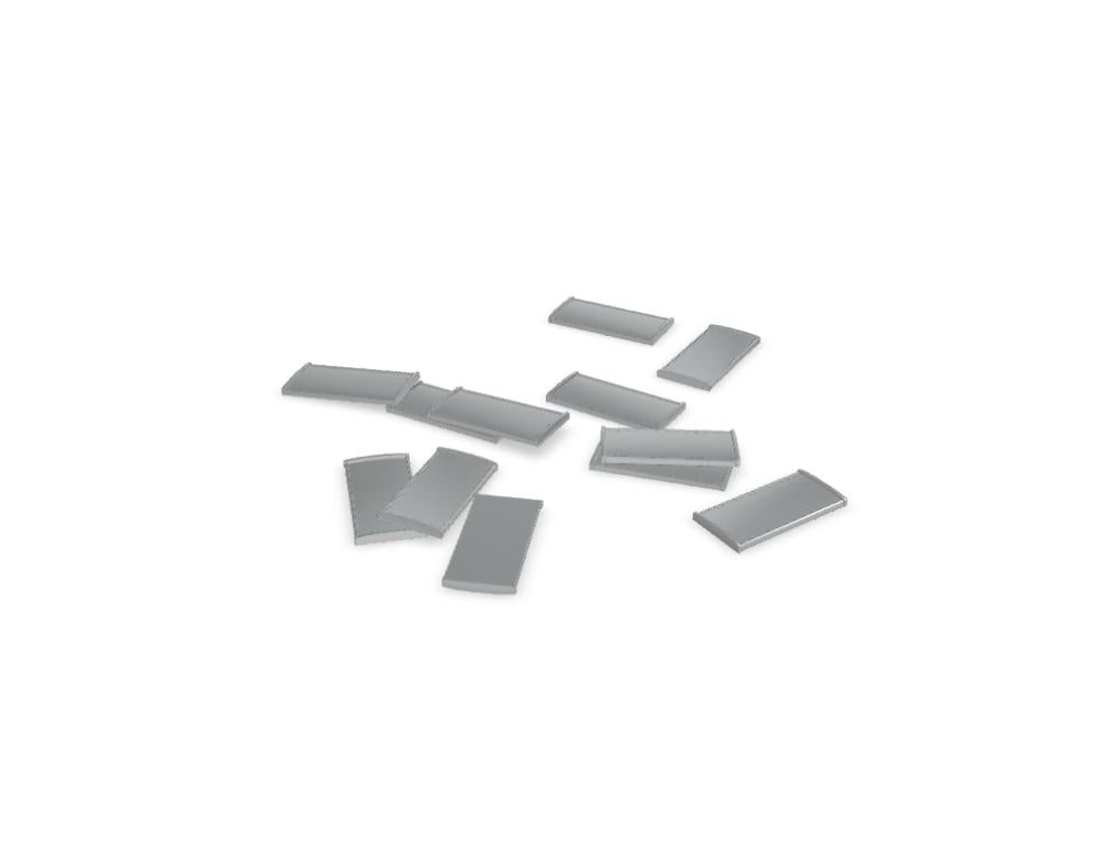 Aufbewahrungszubehör aus Glas für Büroschränke, bestehend aus Glastüren, Schlössern und Beschriftungsschildern in verschiedenen Ausführungen.