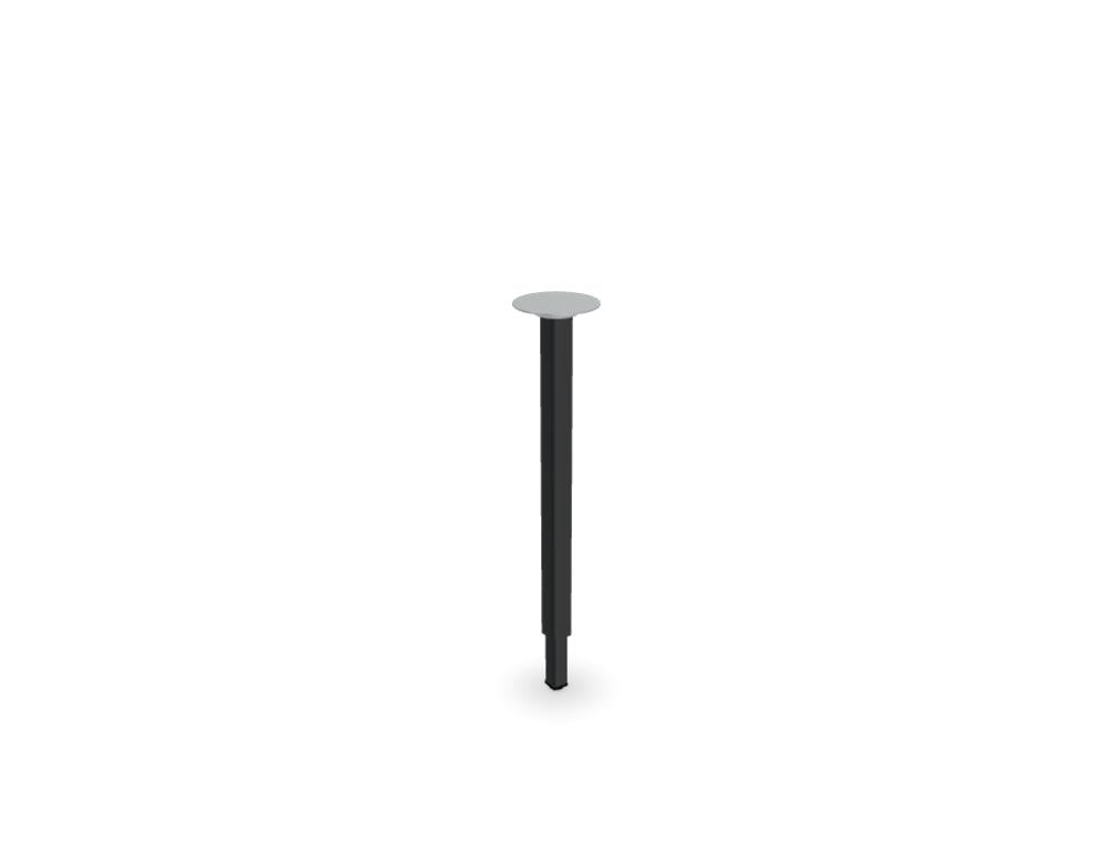 Stützfuss aus pulverbeschichtetem Metall in Aluminium Halbmatt, viereckiger Querschnitt, für Tische und Empfangstresen von Mdd.