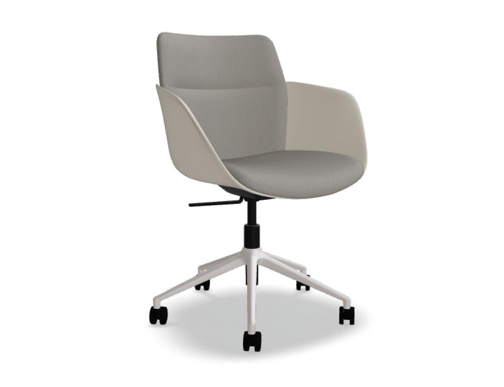 Senda SDA1P22 Drehstuhl von Mdd mit Rollen, gepolstertem Sitz und höhenverstellbarem Aluminiumfuß
