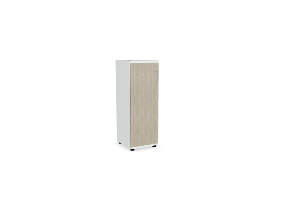Foto eines Standard A36P2K Büroschranks von Mdd in neutralem, modernem Design. Helles Holzfinish, rechteckige Griffe, vier Türen, stilvolle Ablageflächen sichtbar, ideal für professionelle Arbeitsräume.