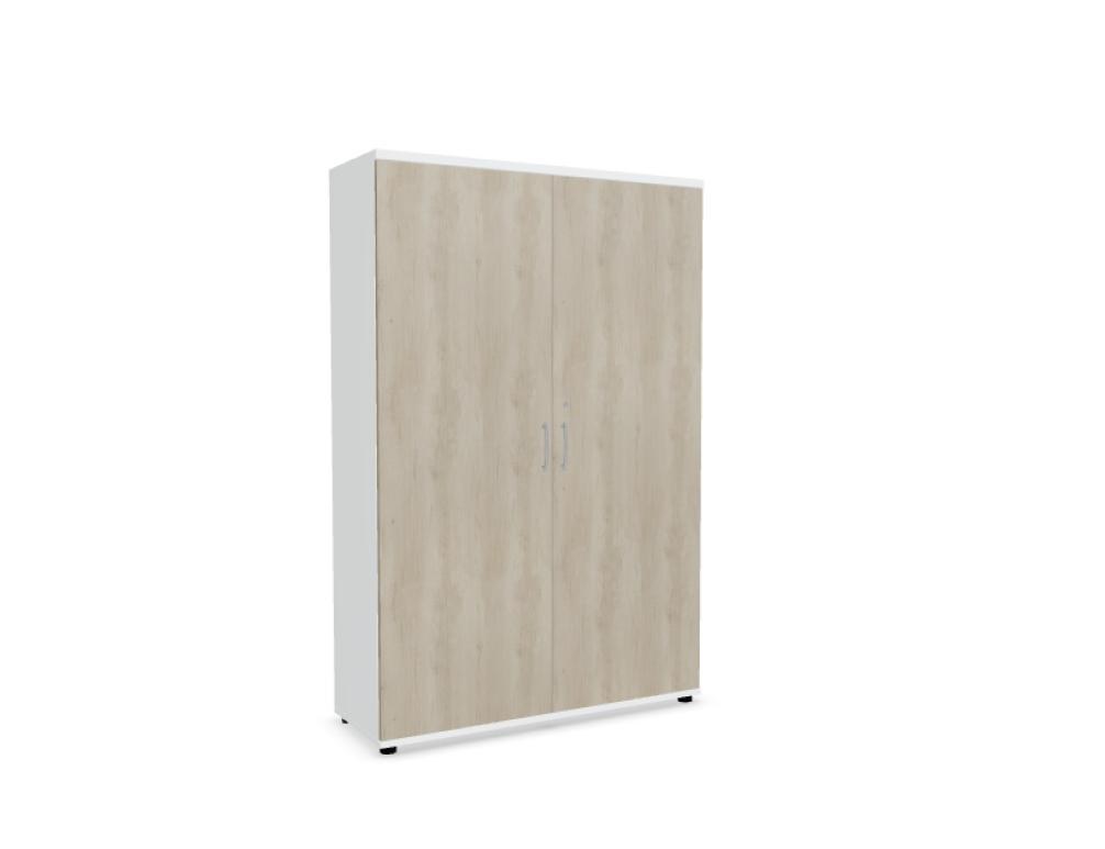 Büroschrank Standard von Mdd in Weiss Pastell mit Front in Eiche Natur, Melaminplatte mit ABS-Umleimer, Aluminium-Griff und Patentschloss.