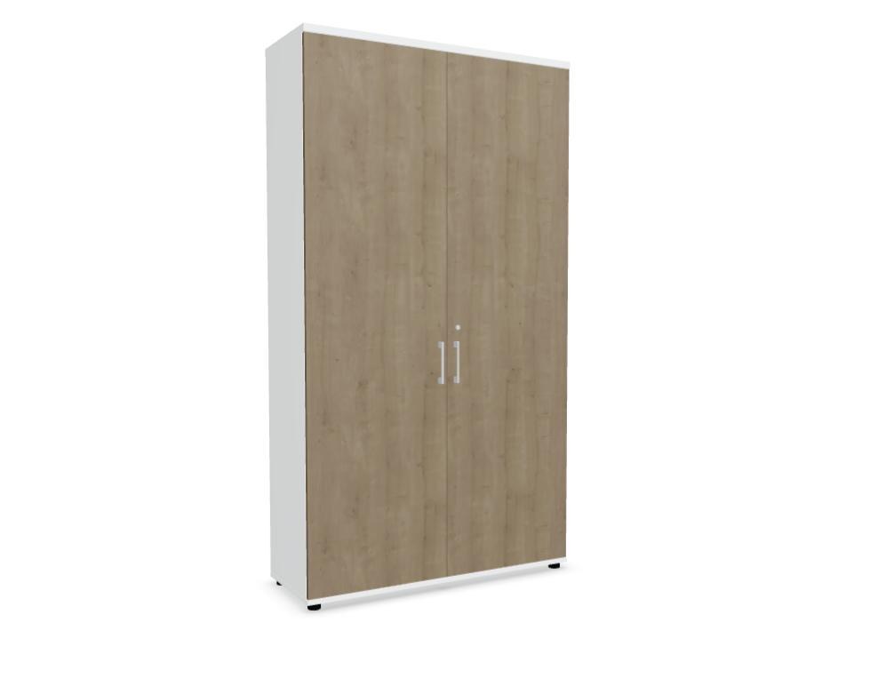 Büroschrank Standard von Mdd in Weiss Pastell mit Front in Eiche Natur, Melaminplatte mit ABS-Umleimer, Aluminium-Griff und Patentschloss.