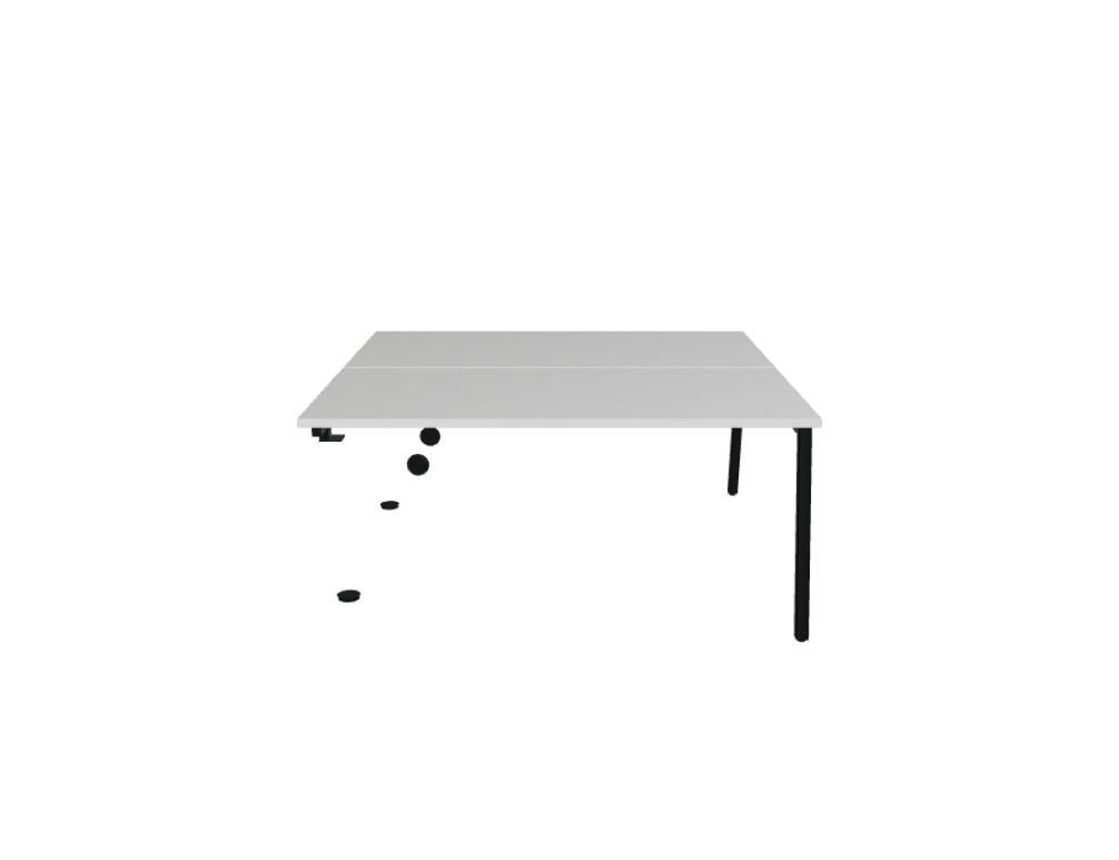 Doppelschreibtisch Ogi M Bench von Mdd mit Melamin-Tischplatte in Honigeiche und schwarzem Metallgestell, für zwei Arbeitsplätze.