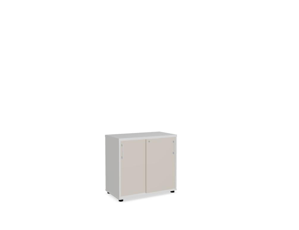 Mdd Standard A2P04 Schiebetürenschrank in modernem Design, kompakter Büroschrank mit zwei Schiebetüren und stabilem Korpus