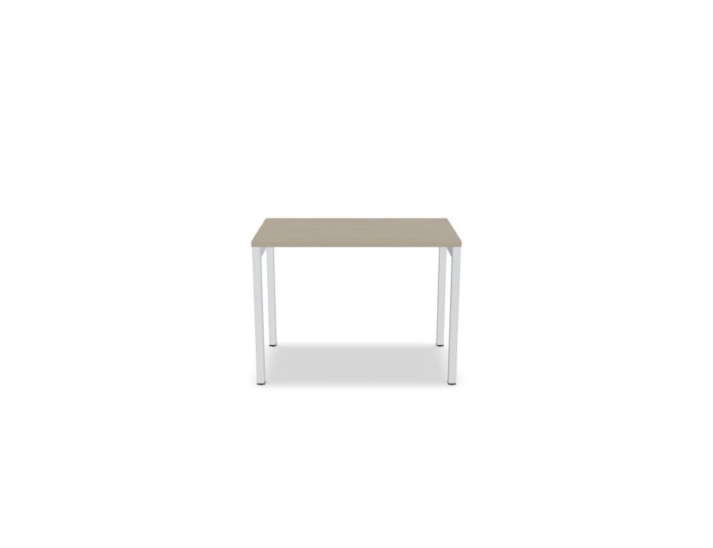 Schreibtisch Ogi Y von Mdd mit Tischplatte in Honigeiche und schwarzem Metallgestell, Profil 40x40 mm, für Büroarbeitsplätze.