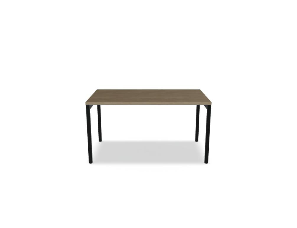Schreibtisch Ogi Y von Mdd mit Tischplatte in Honigeiche und schwarzem Metallgestell, Profil 40x40 mm, für Büroarbeitsplätze.