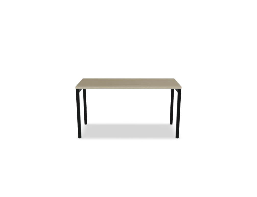 Schreibtisch Ogi Y von Mdd mit Tischplatte in Honigeiche und schwarzem Metallgestell, Profil 40x40 mm, für Büroarbeitsplätze.