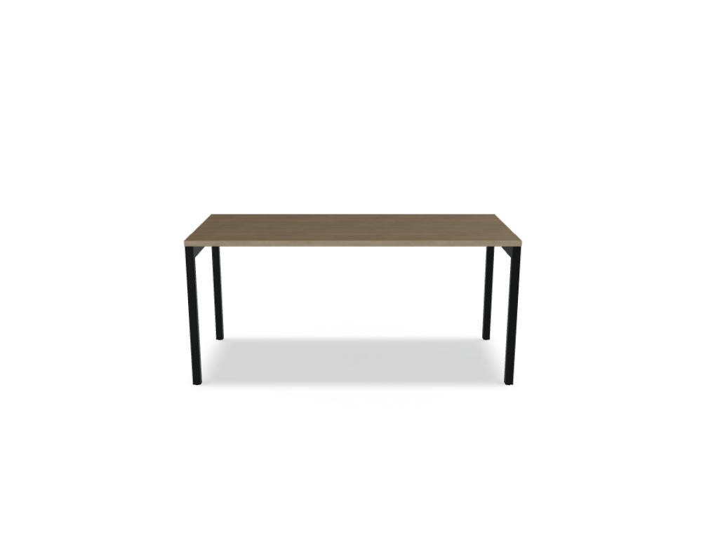 Schreibtisch Ogi Y von Mdd mit Tischplatte in Honigeiche und schwarzem Metallgestell, Profil 40x40 mm, für Büroarbeitsplätze.
