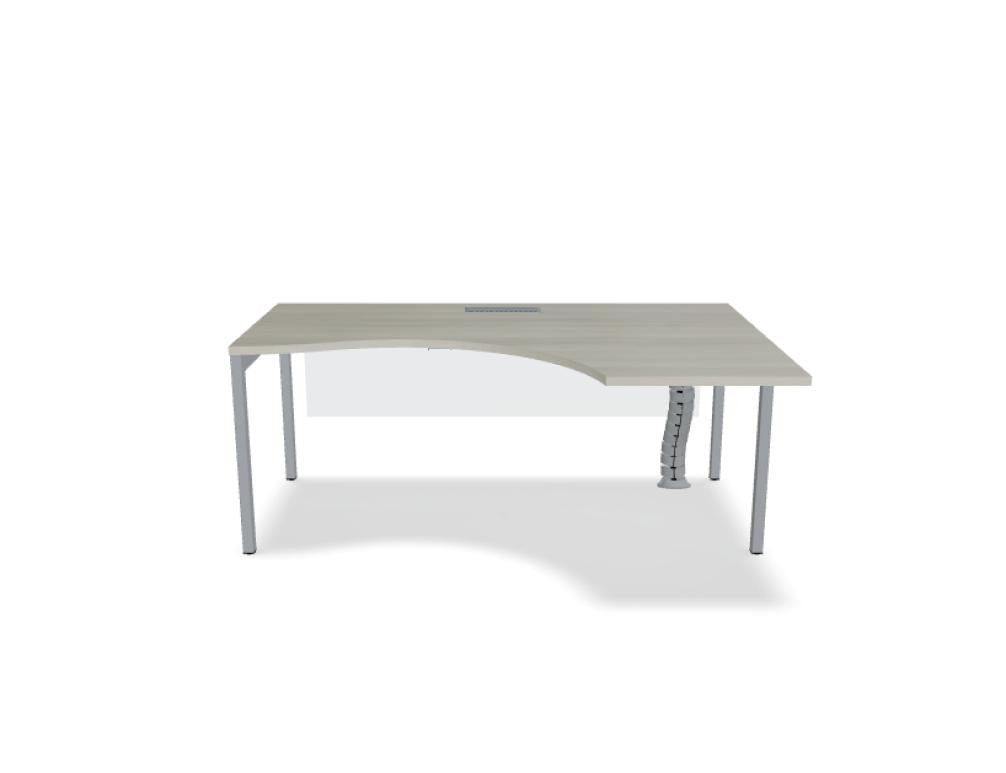 Schreibtisch Ogi Y von Mdd mit Tischplatte in Honigeiche und schwarzem Metallgestell, Profil 40x40 mm, für Büroarbeitsplätze.