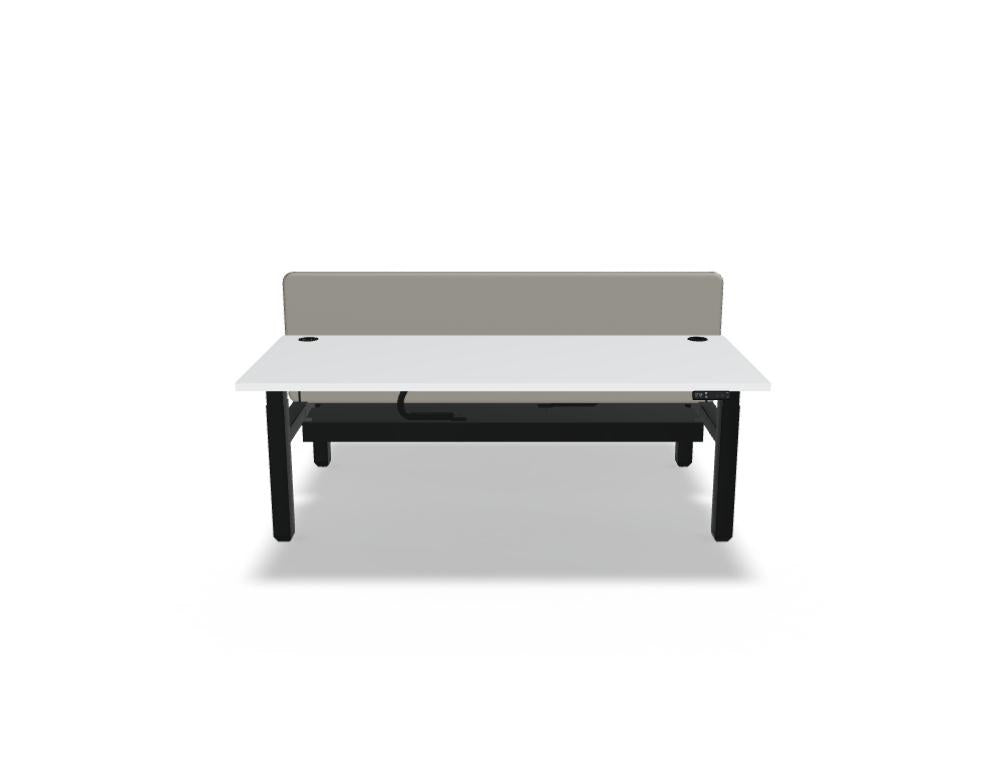 Doppelschreibtisch Ogi Drive Bench in Vicenza Eiche mit Metallgestell und Kabelschiene