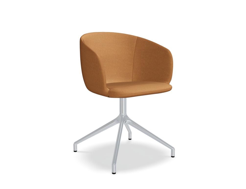 Bürostuhl Grace von Mdd mit poliertem Aluminiumgestell, 4-Sternfuss und gepolstertem Sitz sowie Rückenlehne aus Schaumstoff in Aluminium-Farbe.