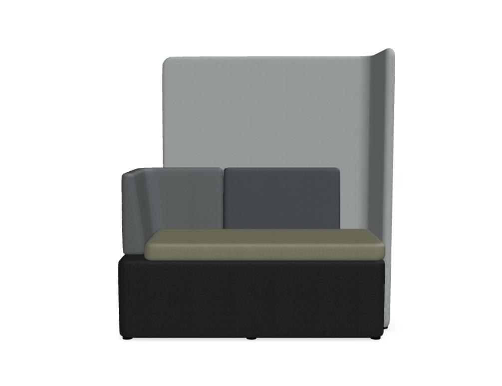 Modulares Sofa Kaiva von Mdd in Dunkelgrau mit hoher gepolsterter Rückenlehne aus Akustikpaneelen und Holzrahmen