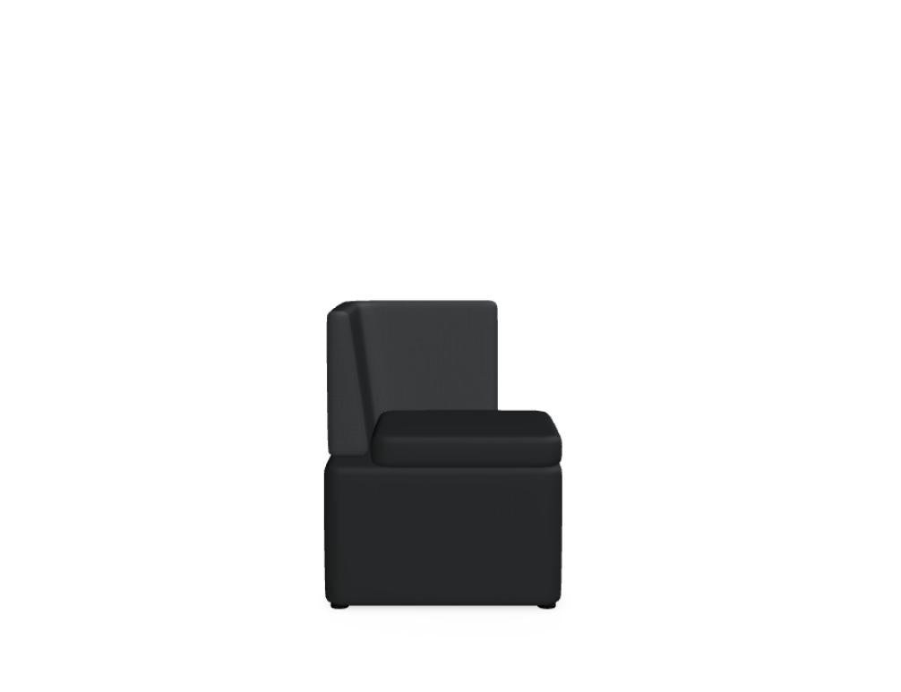 Schwarz-beiger, modularer Sessel Kaiva KAV3 im niedrigen Design, gepolsterte Sitzfläche, klare Linien, bequeme Eckpartien, ideal als Lounge- oder Relax-Sessel in modernen Wohnräumen.