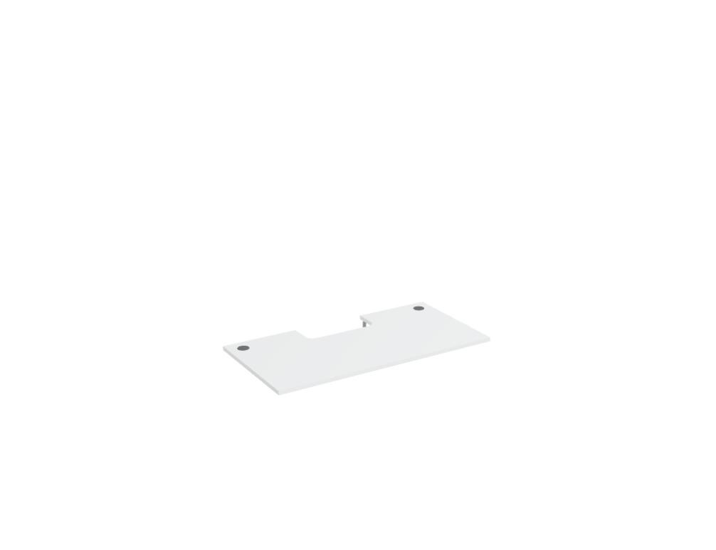 Weisse modulare Empfangstheke Linea von Mdd mit Glasfront, LED-Beleuchtung, Aluminiumsockel und Edelstahl-Eckleiste im Büro.