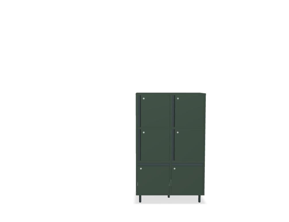 Büroschrank Locker Plus von Mdd aus rot mattem Melamin mit Aluminium-Kantengriff, integrierten Türgriffen und höhenverstellbaren Füssen