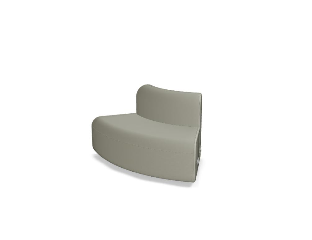 Modulares Sofa Artiko von Mdd in Hellgrau, Sitzelemente mit gepolsterter Rückenlehne, Metallgestell und abgerundeten Formen.