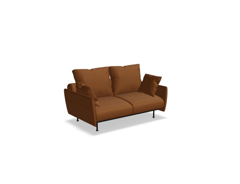 Sofa Lotus von Mdd in Aluminium mit gepolsterter Rückenlehne, Sitzfläche und schwarzem Metallgestell, modulares Design ohne Armlehnen