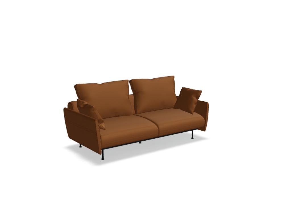 Sofa Lotus von Mdd in Aluminium mit gepolsterter Rückenlehne, Sitzfläche und schwarzem Metallgestell, modulares Design ohne Armlehnen