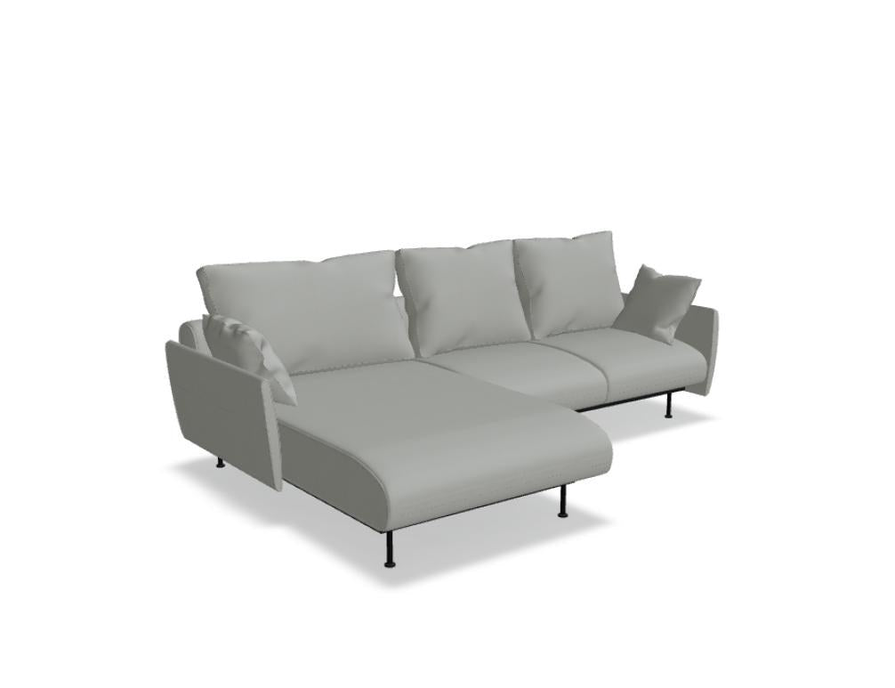 Sofa Lotus von Mdd in Aluminium mit gepolsterter Rückenlehne, Sitzfläche und schwarzem Metallgestell, modulares Design ohne Armlehnen