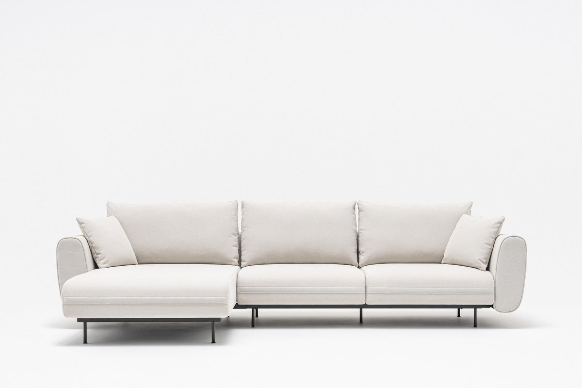 Sofa Lotus von Mdd in Aluminium mit gepolsterter Rückenlehne, Sitzfläche und schwarzem Metallgestell, modulares Design ohne Armlehnen