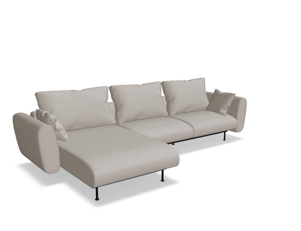 Sofa Lotus von Mdd in Aluminium mit gepolsterter Rückenlehne, Sitzfläche und schwarzem Metallgestell, modulares Design ohne Armlehnen