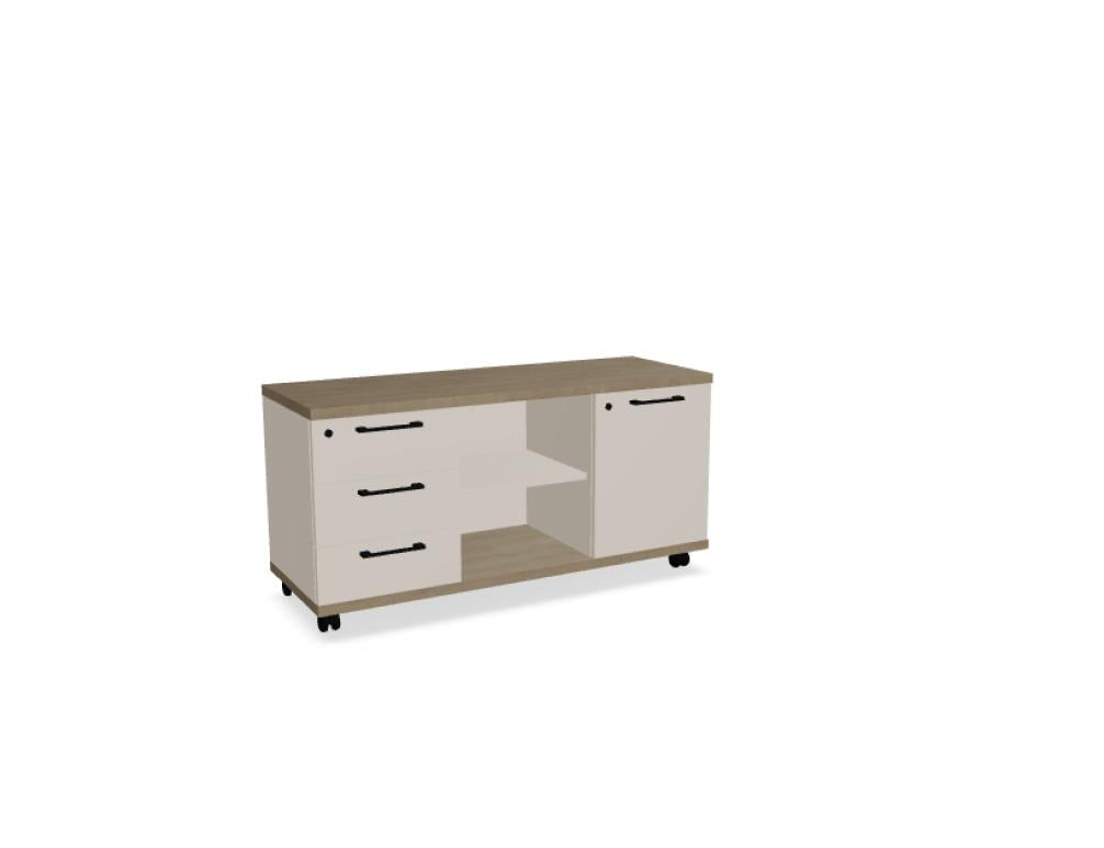 Bild eines Standard A120ML Chefzimmerschranks aus der Produktreihe Büroschränke von MDD im modernen Bürodesign. Der Schrank steht in heller Farbgebung, verfügt über klare Linien, robuste Griffe und mehrere Türfächer. Ideal für Akten- und Büromaterialien, langlebig und vielseitig einsetzbar.