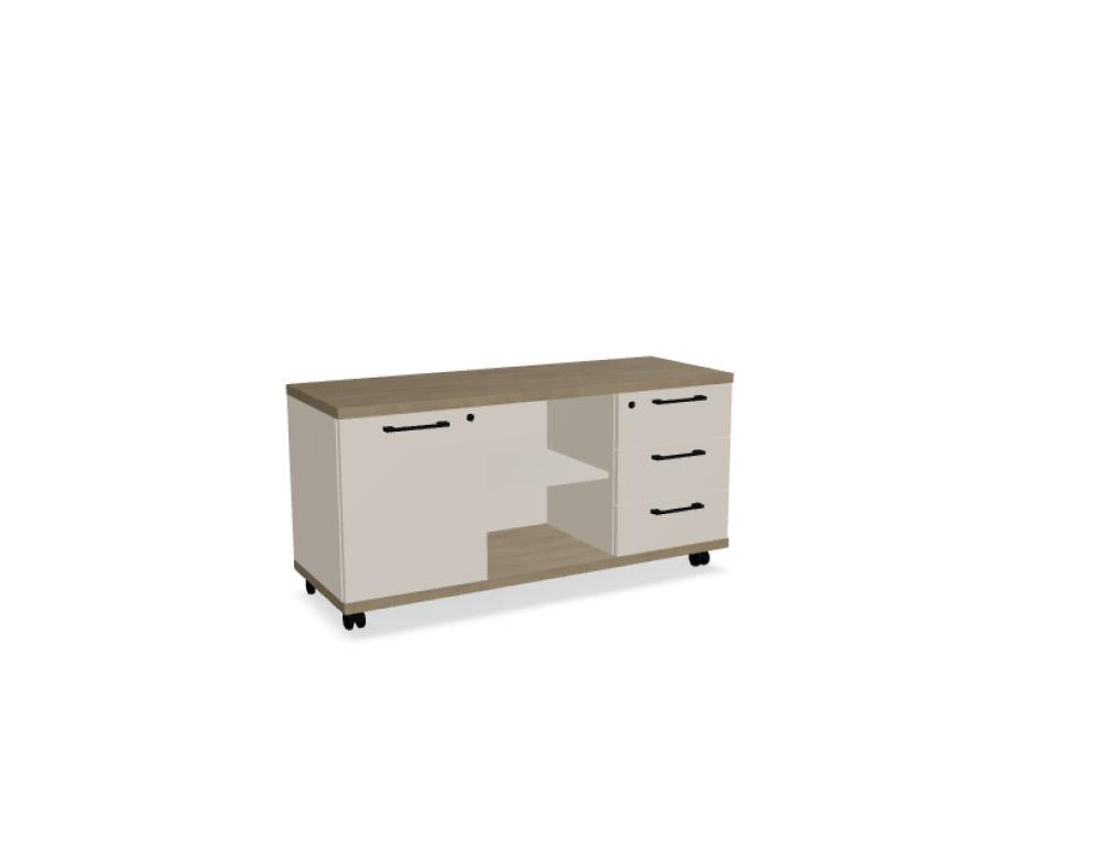 Standard A120MP Büroschrank von MDD (Chefzimmerschrank): robuster, moderner Büro-Aufbewahrungsschrank mit sicherem Schließmechanismus, helles Finish und praktischer Innenaufteilung.