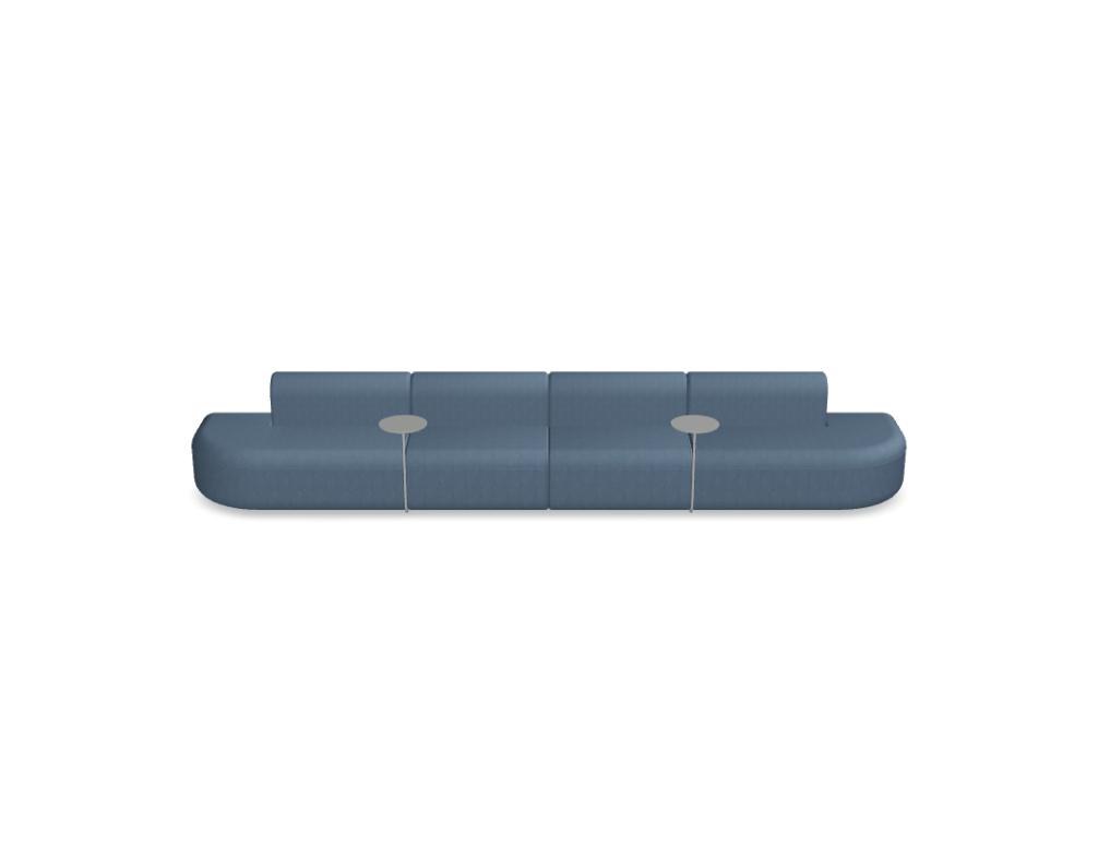 Modulares Sofa Artiko von Mdd in Hellgrau mit gepolsterter Sitz- und Rückenfläche, Metallgestell und abgerundeten Formen.