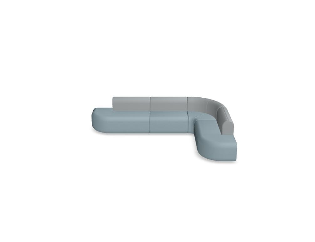 Modulares Sofa Artiko von Mdd in Hellgrau mit gepolsterter Sitz- und Rückenfläche, Metallgestell und abgerundeten Formen.